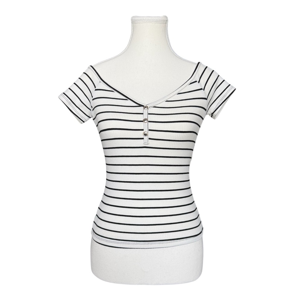 Fashion Nova Striped Off-Shoulder Top